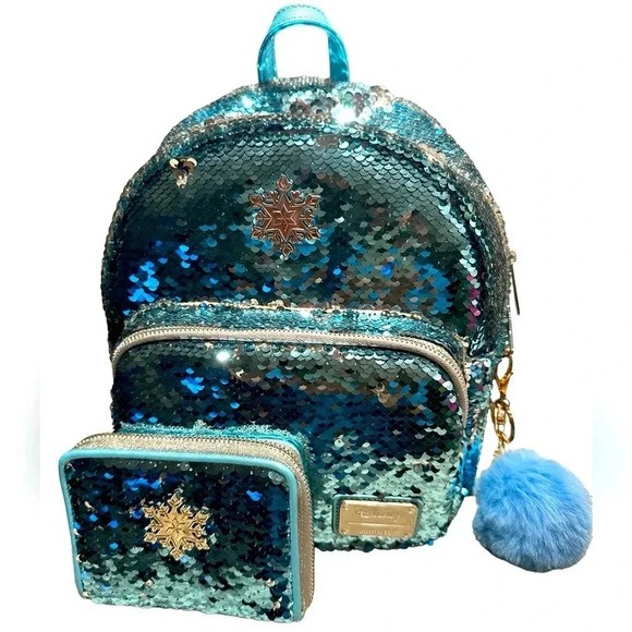 Loungefly x Disney Frozen Elsa Reversible Sequin Mini Backpack and Wallet